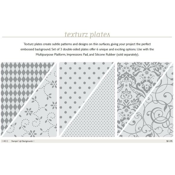 Stampin' Up! Sizzix Big Shot Flourish Polka Dots Damask 6 Patterns Embossing - Picture 1 of 7